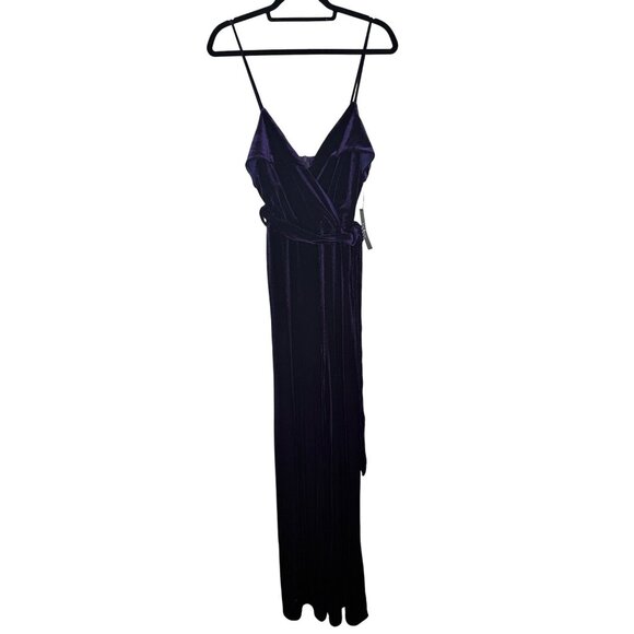 NWT Lulus Kylinna Velvet Sleeveless Wide-Leg Jumpsuit M Purple Wide Leg Holiday - Picture 1 of 16